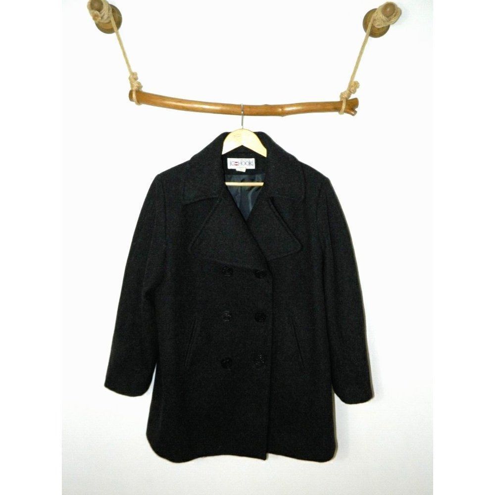 JG Hook Coat Charcoal Gray  Wool Double‎ Breasted Pea Coat Size 16W